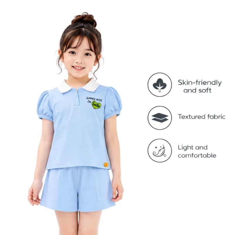 Setelan Anak Perempuan Biru Muda Summer Mode 3004