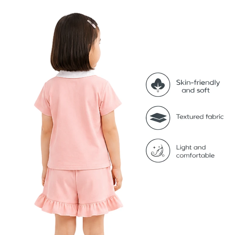 Setelan Anak Perempuan Peach Motif Summer 
