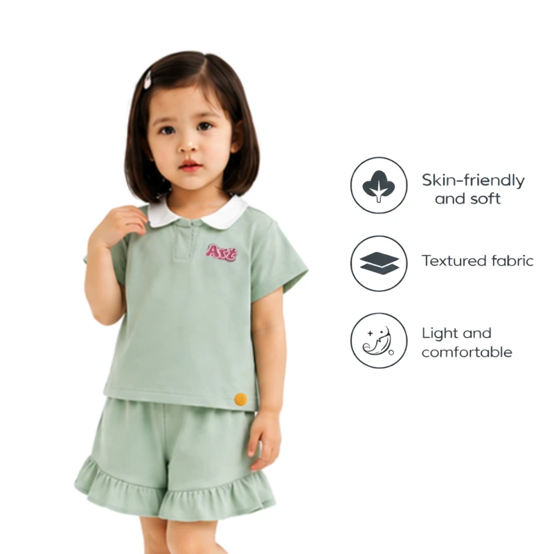 Setelan Anak Perempuan Sage Motif Art