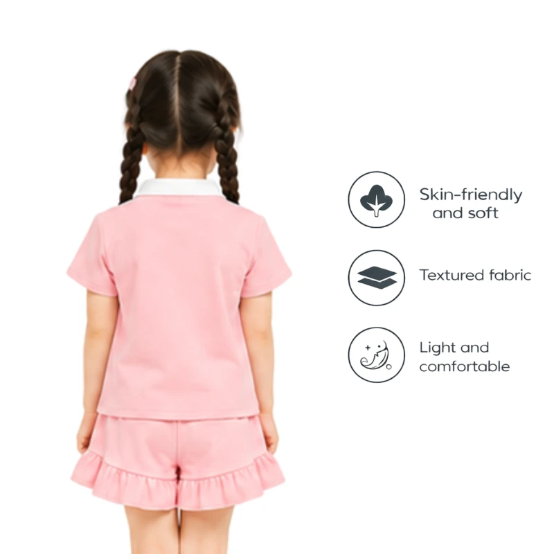 Setelan Anak Perempuan Peach Motif Cute