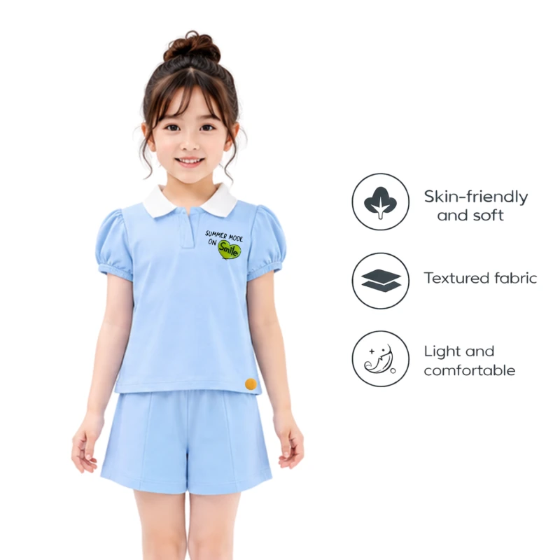 Setelan Anak Perempuan Biru Muda Summer Mode 3004