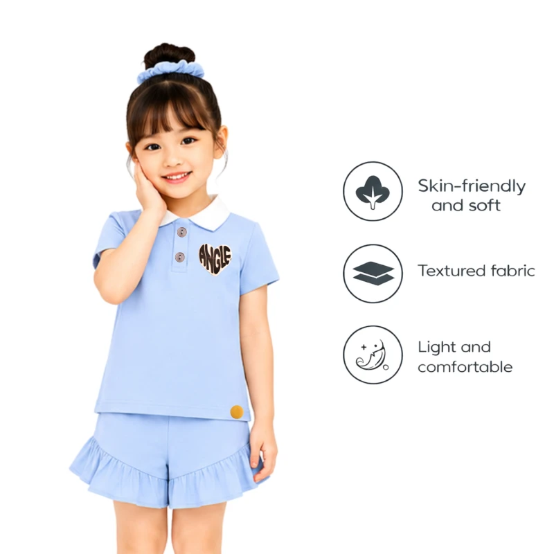 Setelan Anak Perempuan Biru Muda Angle 3005