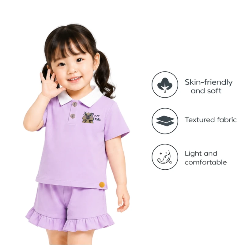 Setelan Anak Perempuan Lilac Capy Bara 3005
