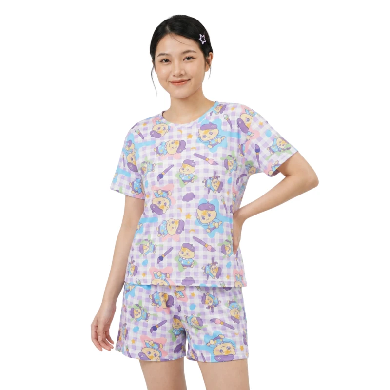 Setelan Piyama Homewear Big Size Motif Starlumi Purple Premium
