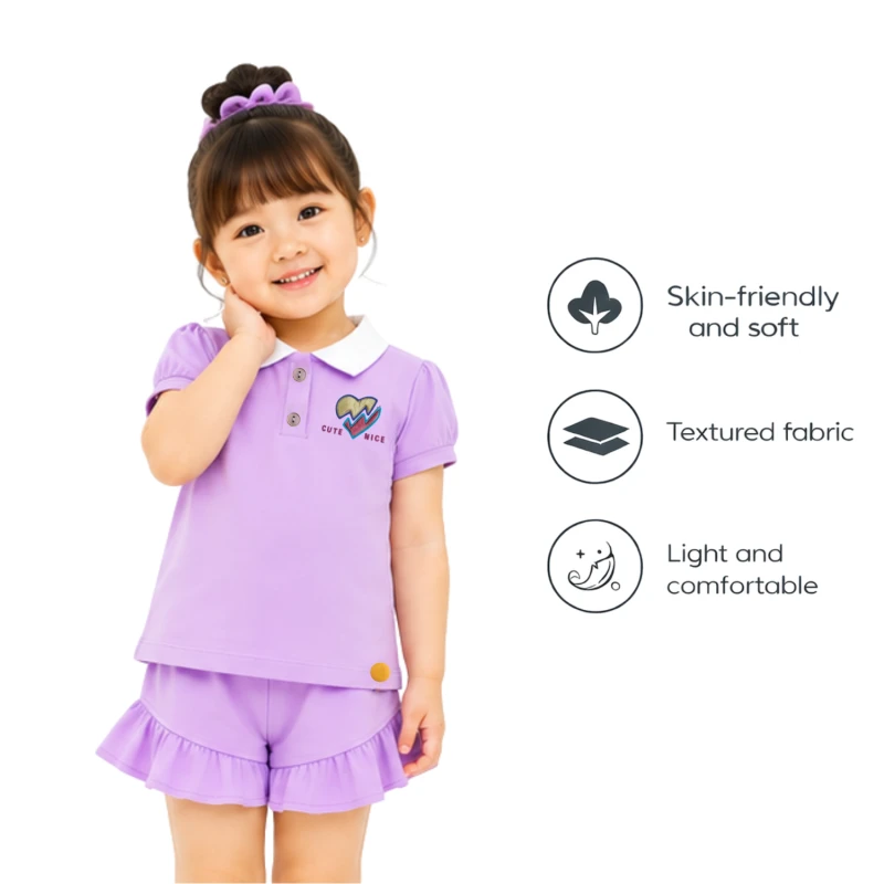 Setelan Anak Perempuan Lilac Cute Nice 3005