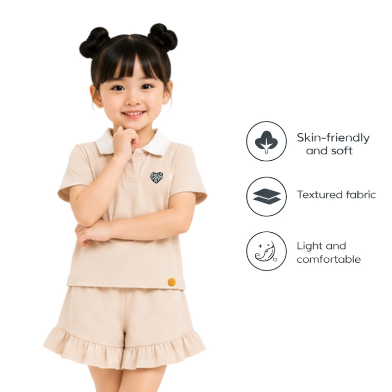 Setelan Anak Perempuan Cream Motif Paris 