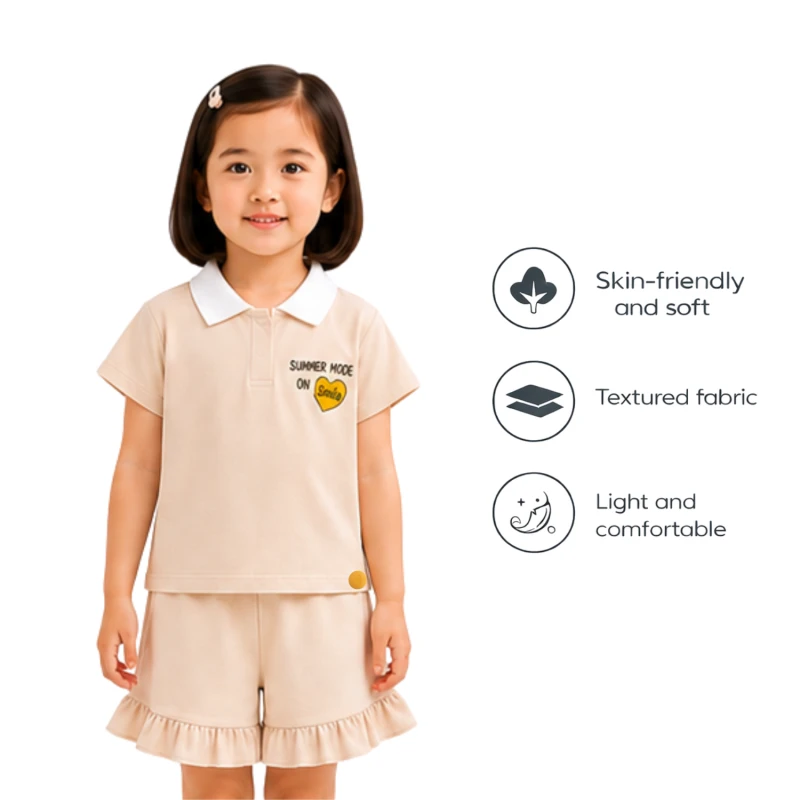 Setelan Anak Perempuan Cream Motif Summer 