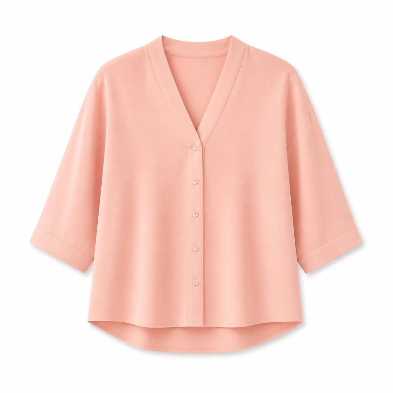 Blouse Wanita V-Neck Lengan Basic Salem