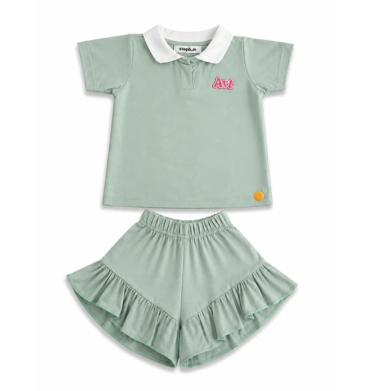 Setelan Anak Perempuan Sage Motif Art