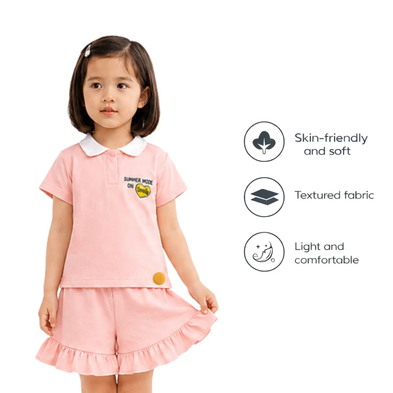 Setelan Anak Perempuan Peach Motif Summer 