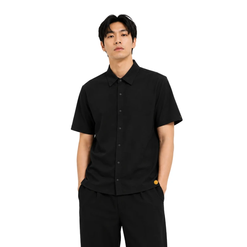 Polo Pria Shirt Black Casual 9001
