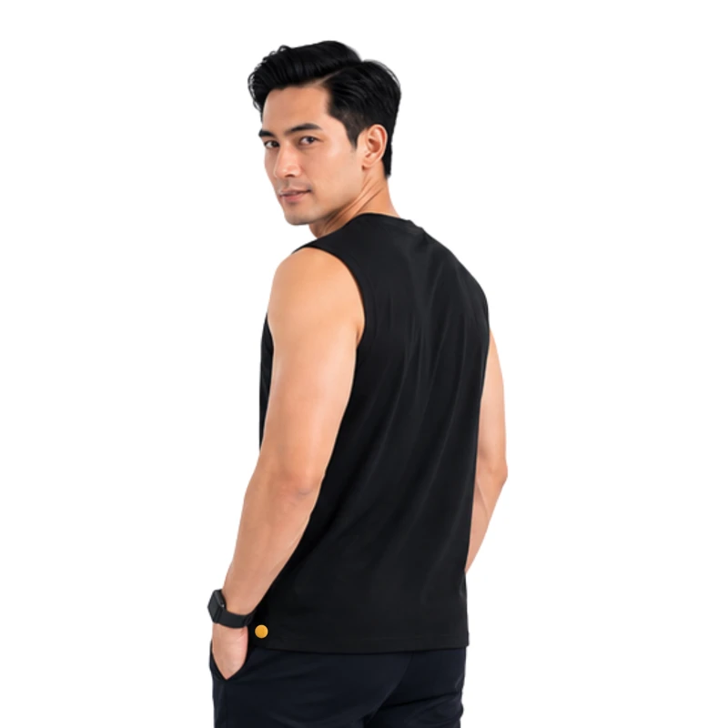 Atasan Tanpa Lengan Singlet Black Top Polycot Premium 9006