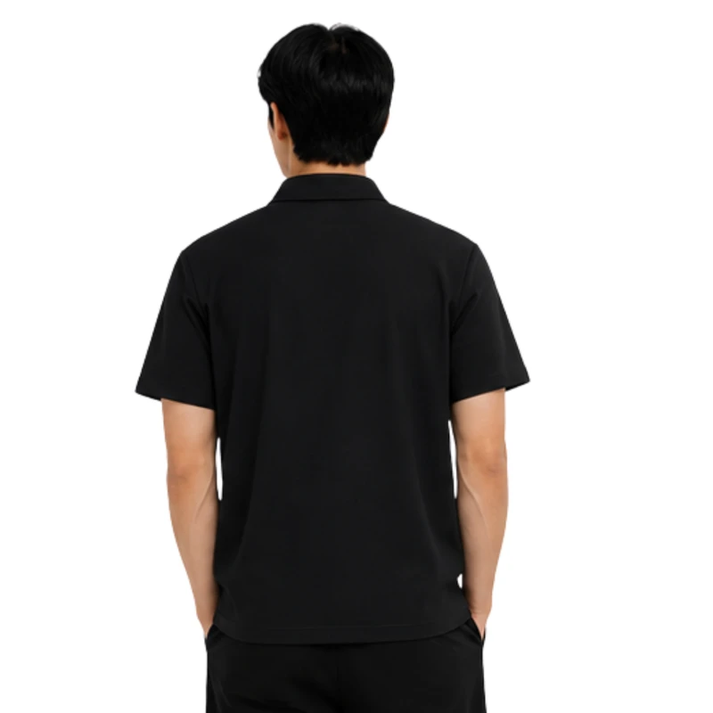 Polo Pria Zipper Black Casual 9005