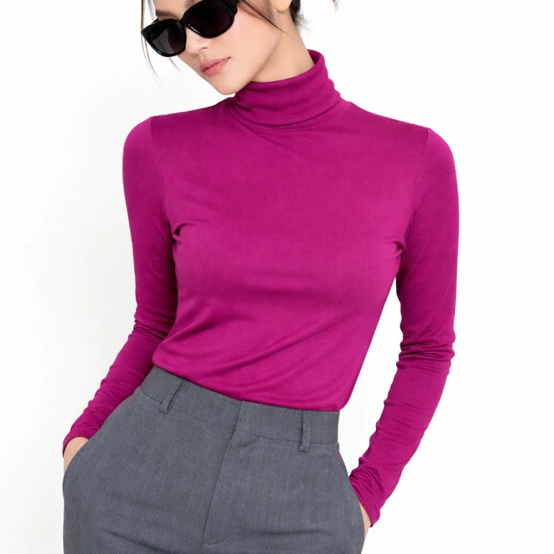 Mockneck Polos Magenta