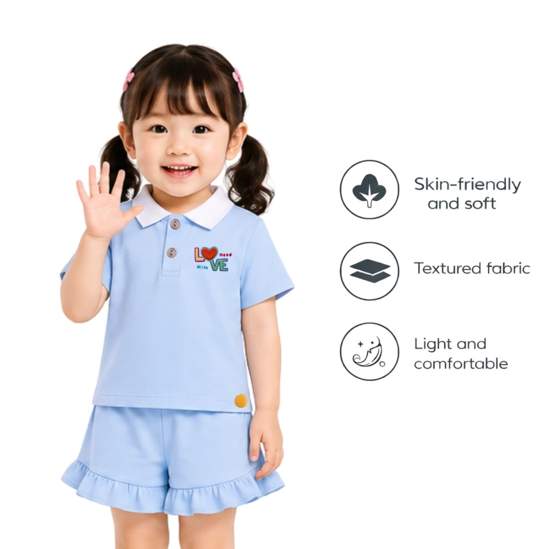 Setelan Anak Perempuan Biru Muda Love Need 3005
