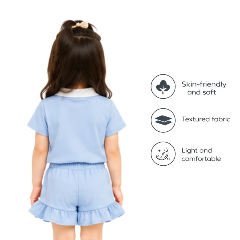 Setelan Anak Perempuan Biru Muda Motif Cute