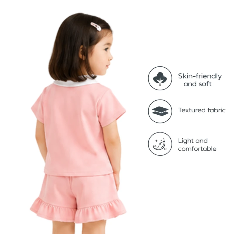Setelan Anak Perempuan Peach Motif Art