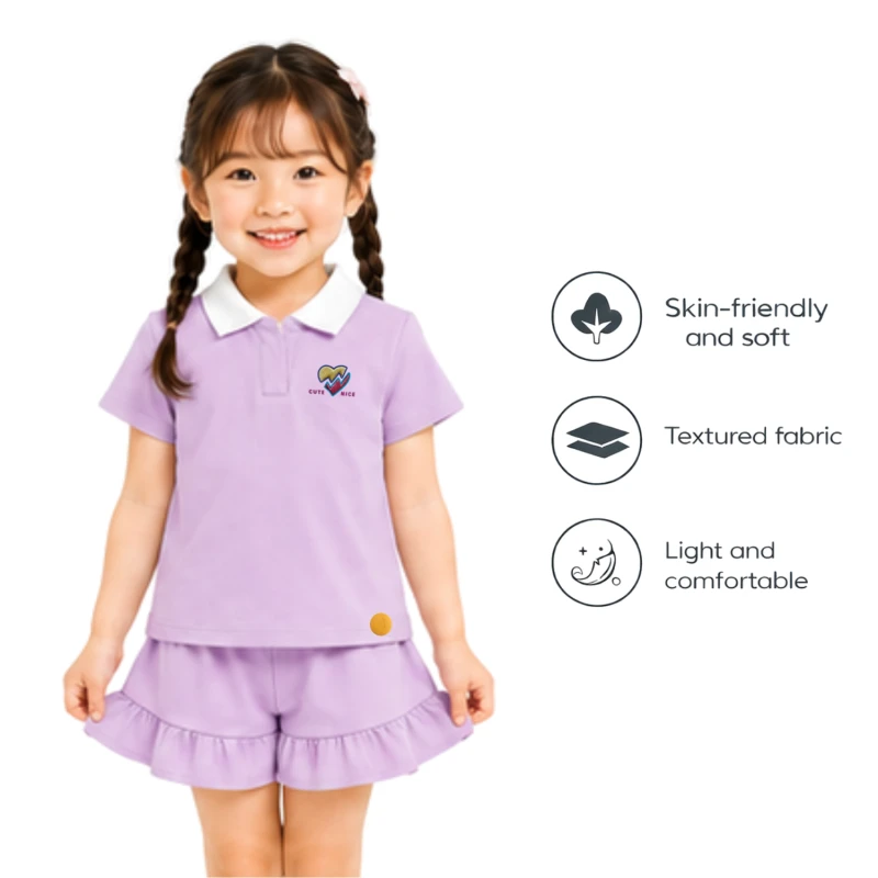 Setelan Anak Perempuan Lilac Motif Cute