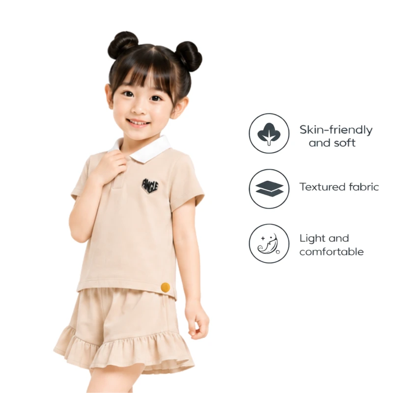 Setelan Anak Perempuan Cream Motif Angle