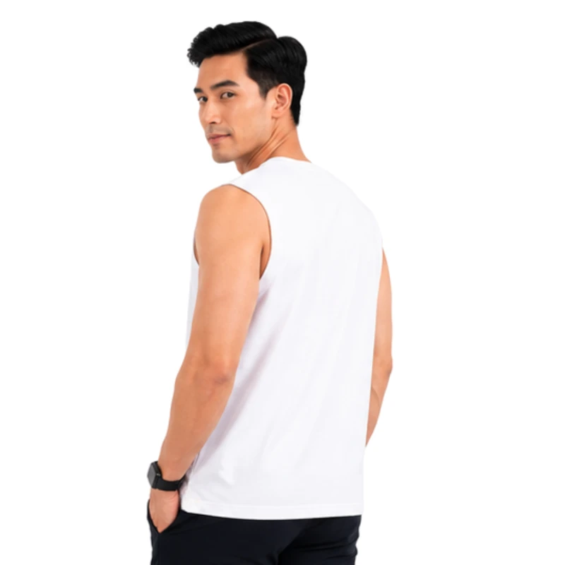 Atasan Tanpa Lengan Singlet White Top Polycot Premium 9006