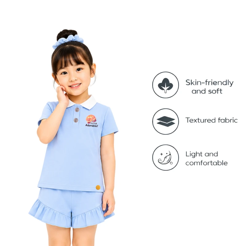 Setelan Anak Perempuan Biru Muda Cutie 3005