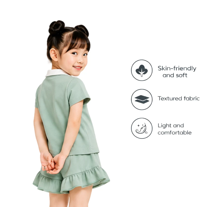 Setelan Anak Perempuan Sage Motif Angle