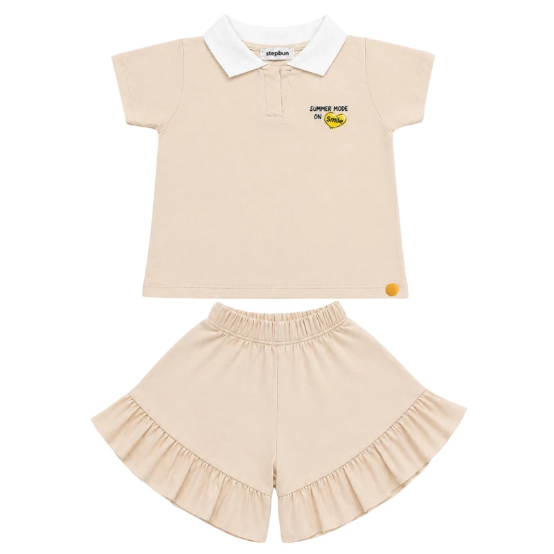 Setelan Anak Perempuan Cream Motif Summer 
