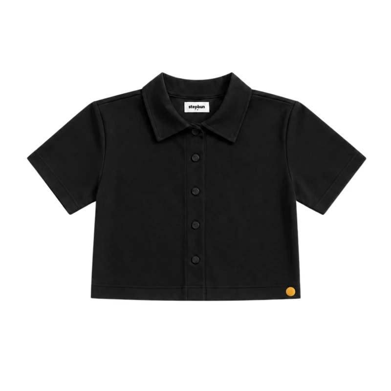 Polo Wanita Croptop Black 6001