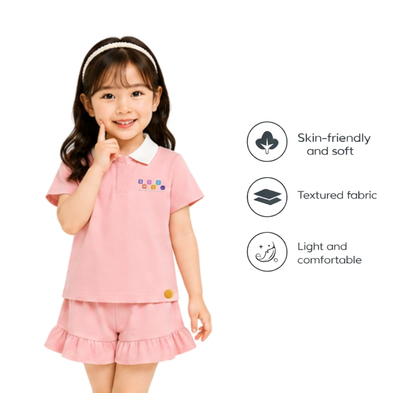 Setelan Anak Perempuan Peach Motif Smile