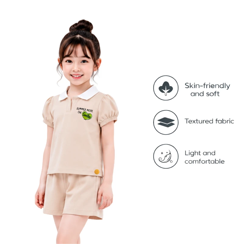 Setelan Anak Perempuan Cream Summer Mode 3004