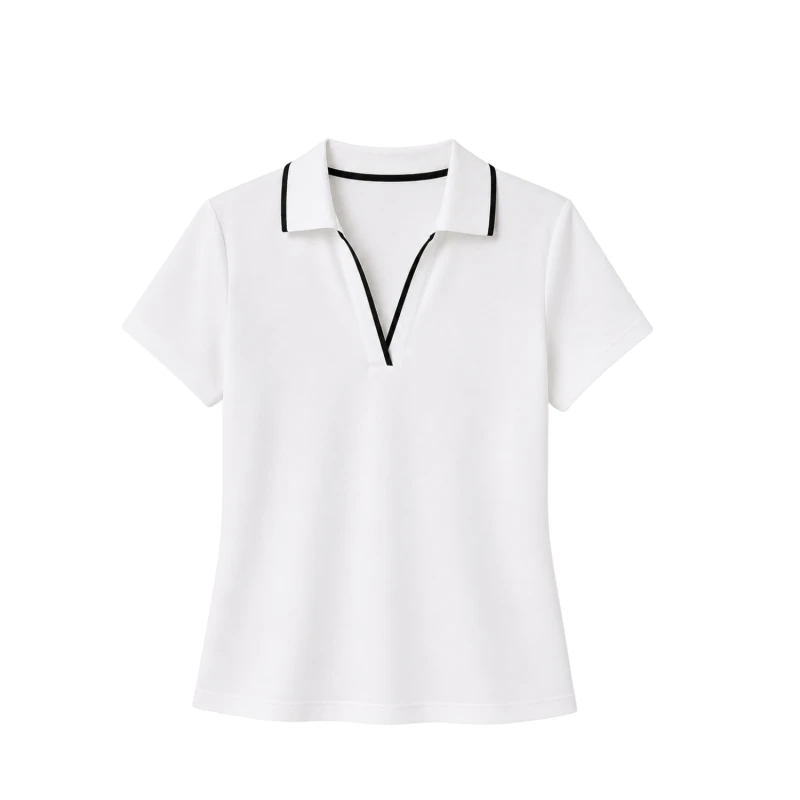 Polo Wanita V-Neck Putih Bw