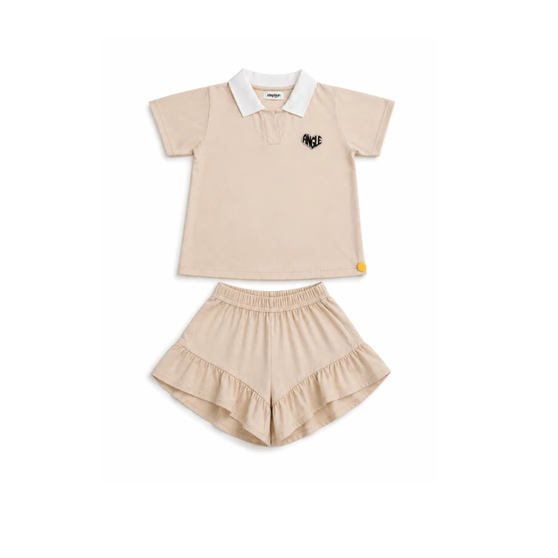 Setelan Anak Perempuan Cream Motif Angle