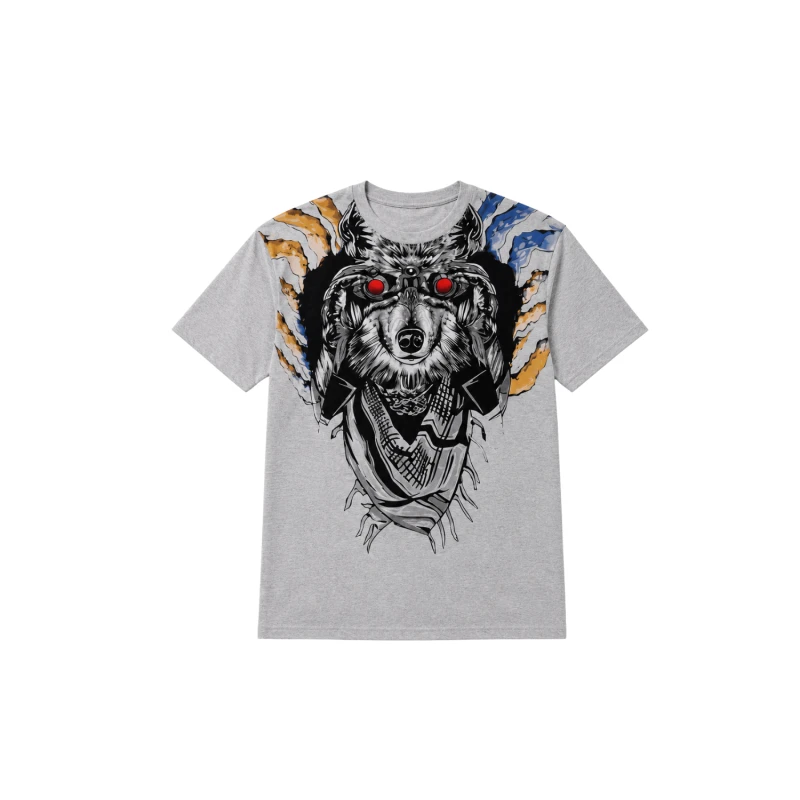 T-Shirt Pria Grey Grafis Animal Casual Street