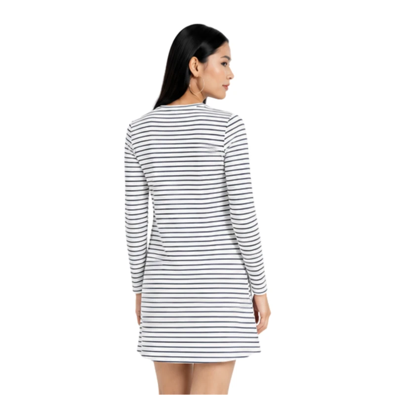 Dress Wanita Salur Putih Kecil Casual Basic