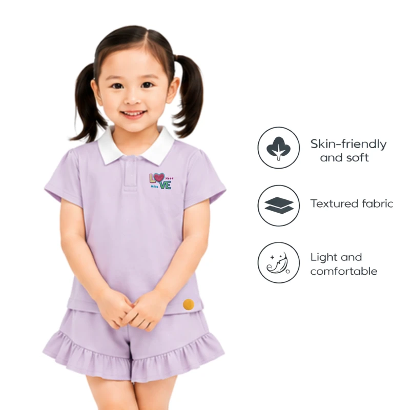 Setelan Anak Perempuan Lilac Motif Love Need