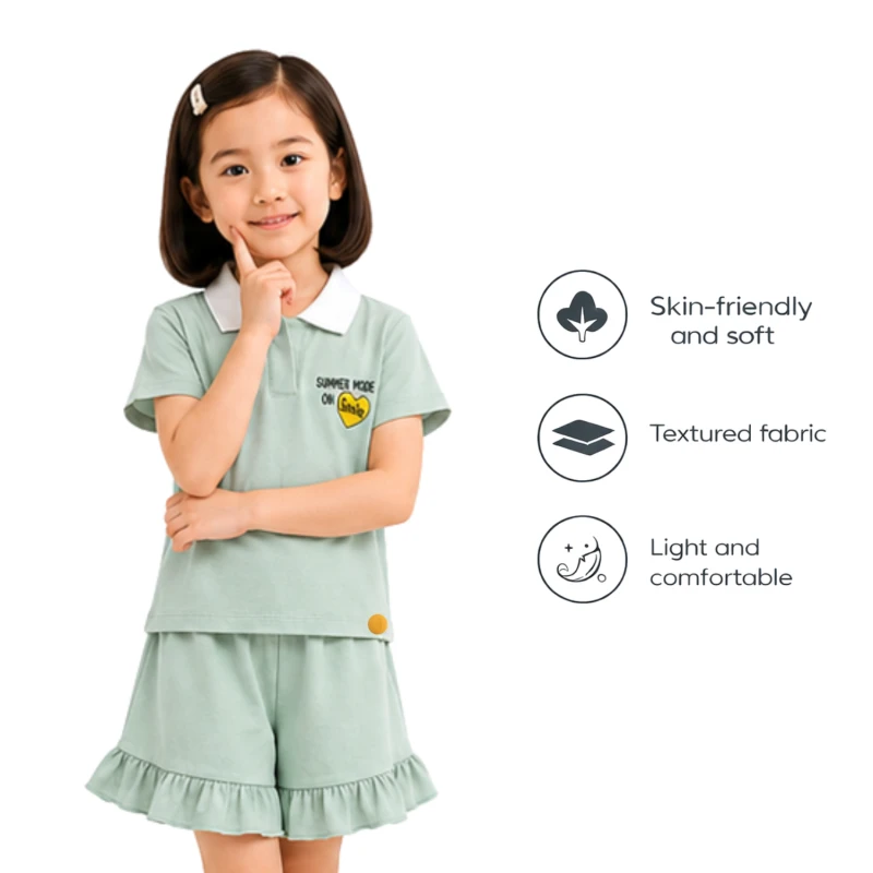 Setelan Anak Perempuan Sage Motif Summer 