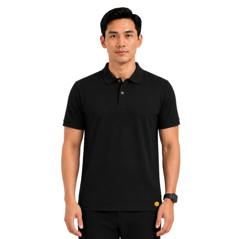Polo Pria Shirt Black Casual 9002