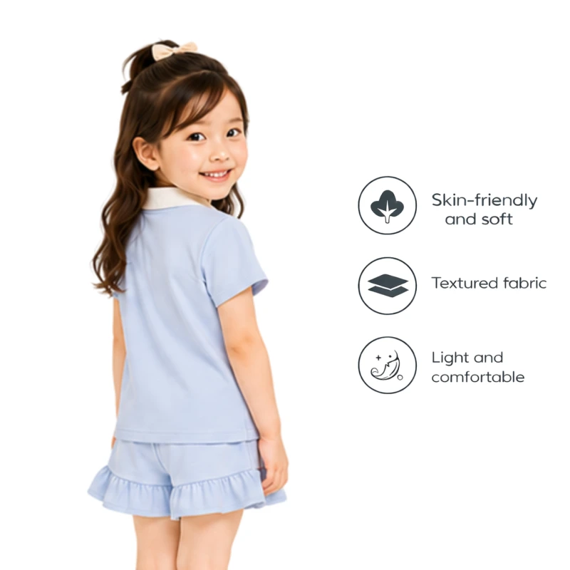 Setelan Anak Perempuan Biru Muda Motif Smile