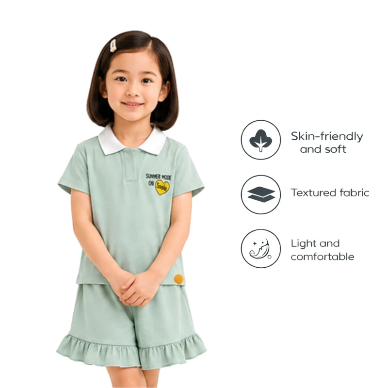 Setelan Anak Perempuan Sage Motif Summer 