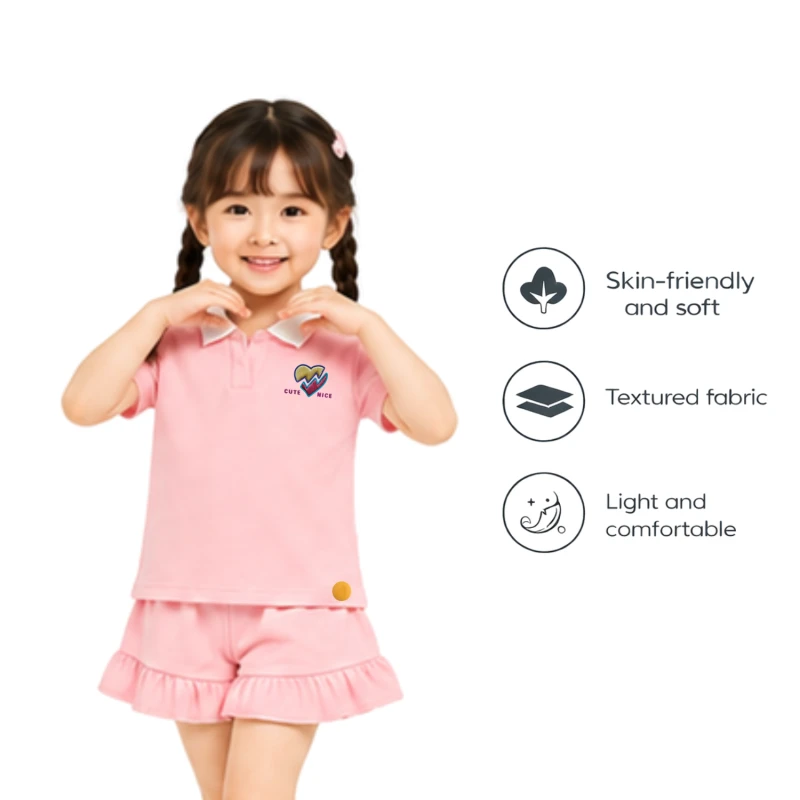 Setelan Anak Perempuan Peach Motif Cute