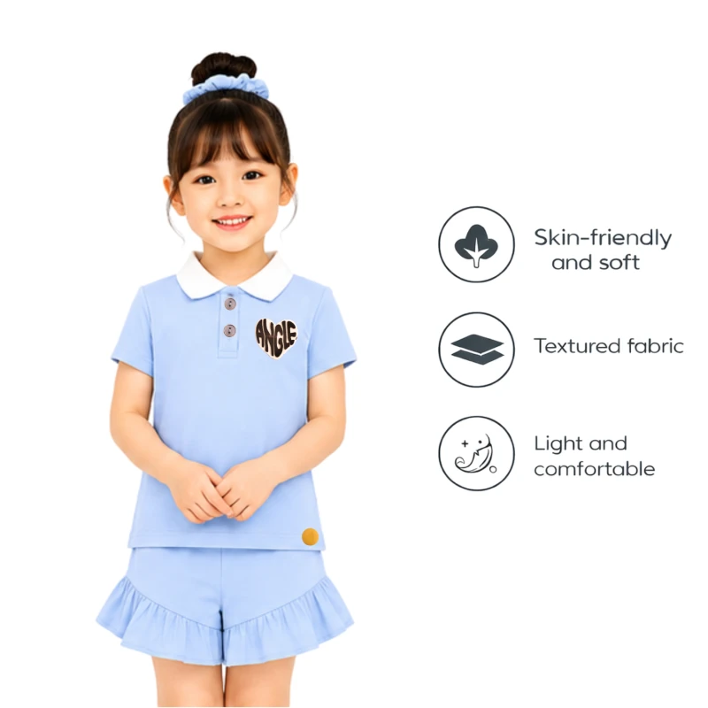 Setelan Anak Perempuan Biru Muda Angle 3005
