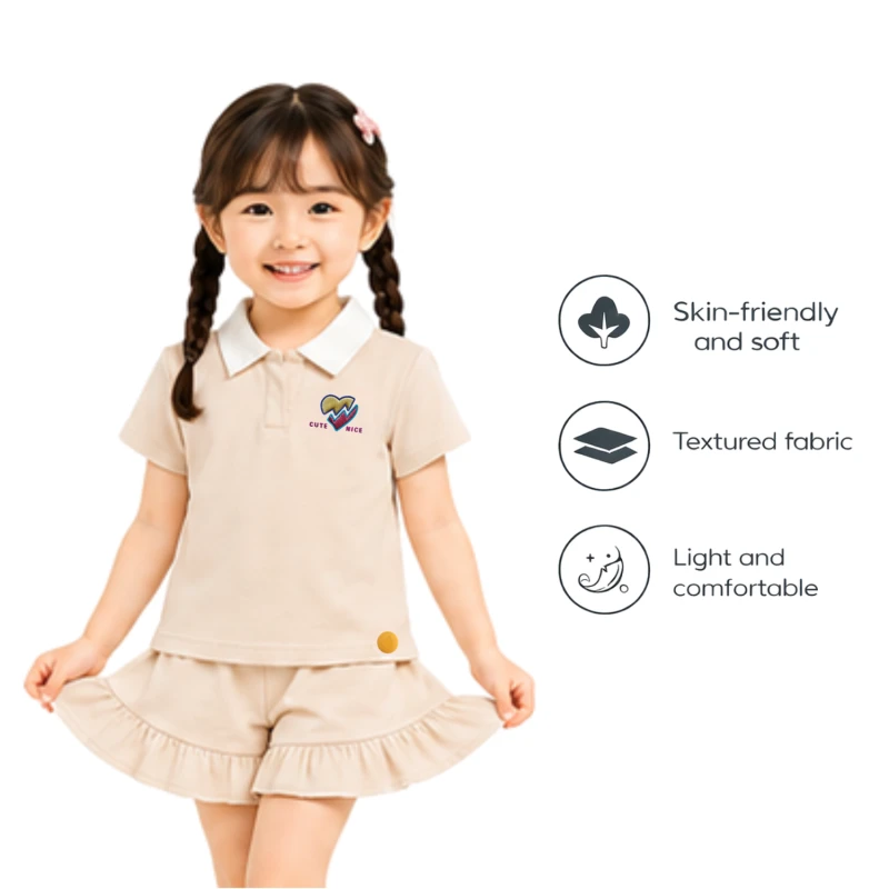 Setelan Anak Perempuan Cream Motif Cute
