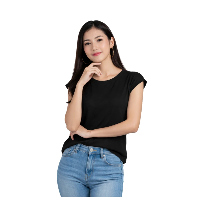 Kaos Wanita O-Neck Hitam