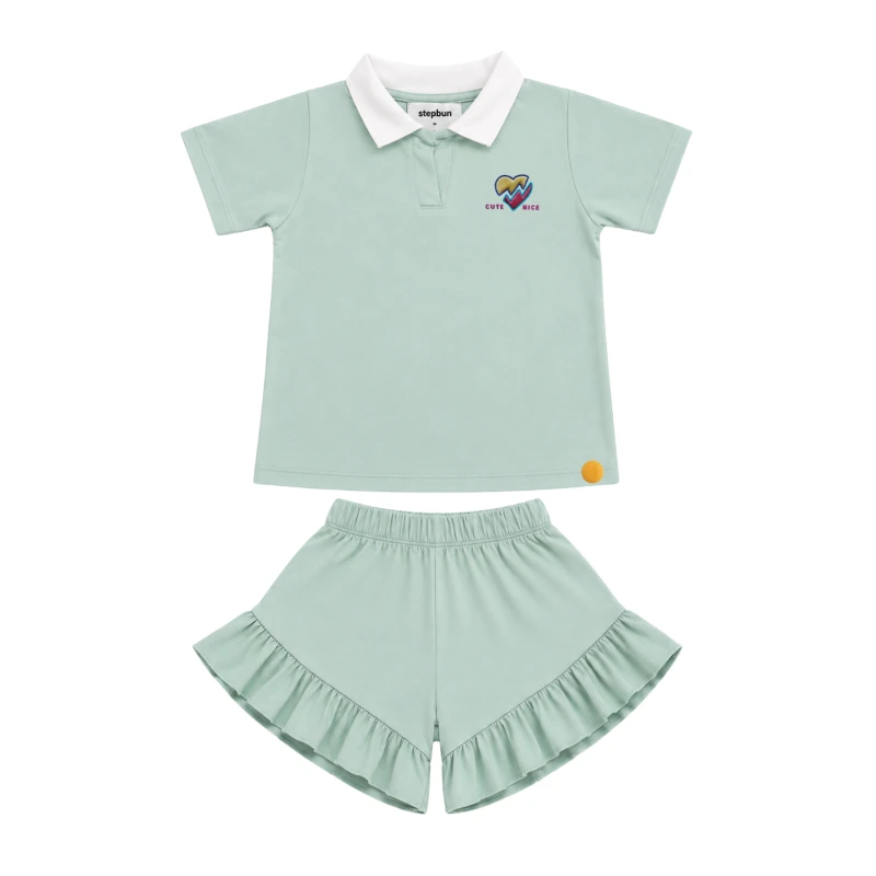 Setelan Anak Perempuan Sage Motif Cute