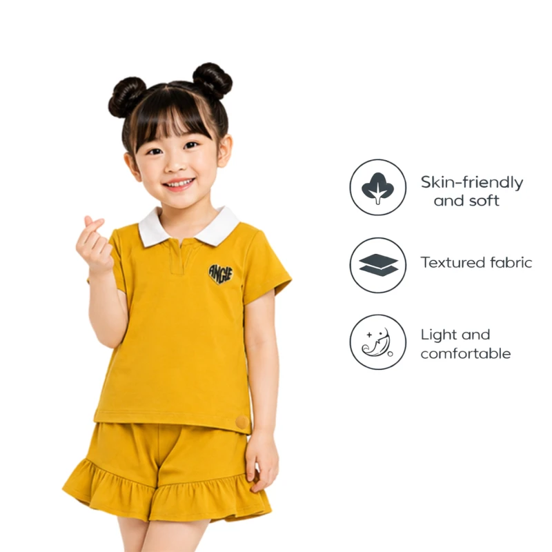 Setelan Anak Perempuan Yellow Motif Angle