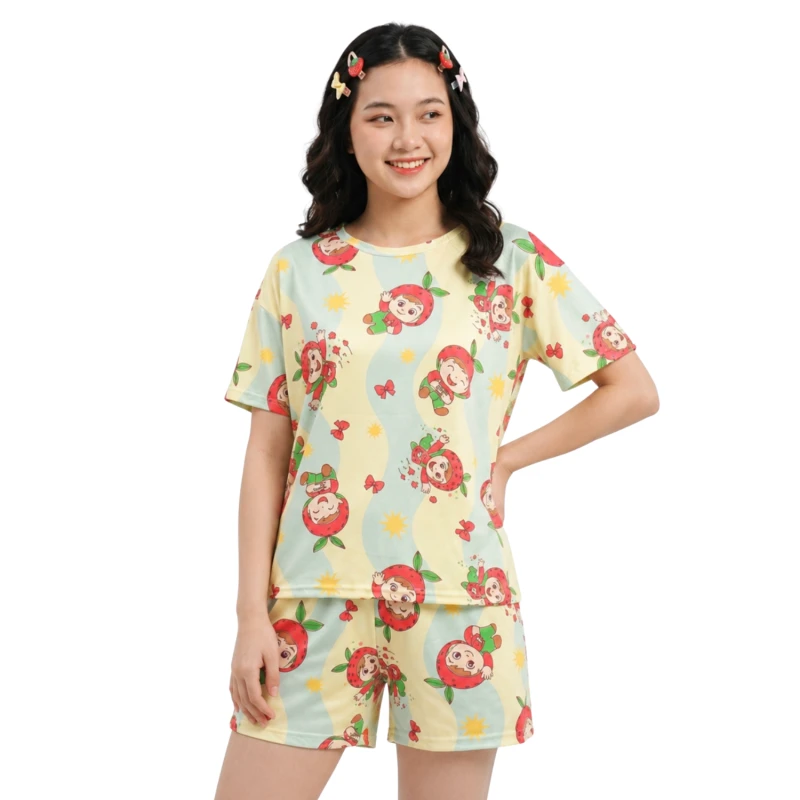 Setelan Piyama Homewear Big Size Motif Melone Green Premium