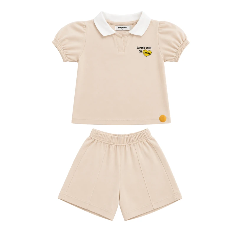 Setelan Anak Perempuan Cream Summer Mode 3004