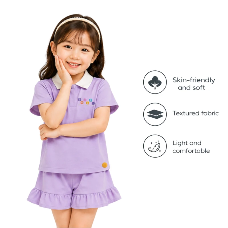 Setelan Anak Perempuan Lilac Motif Smile