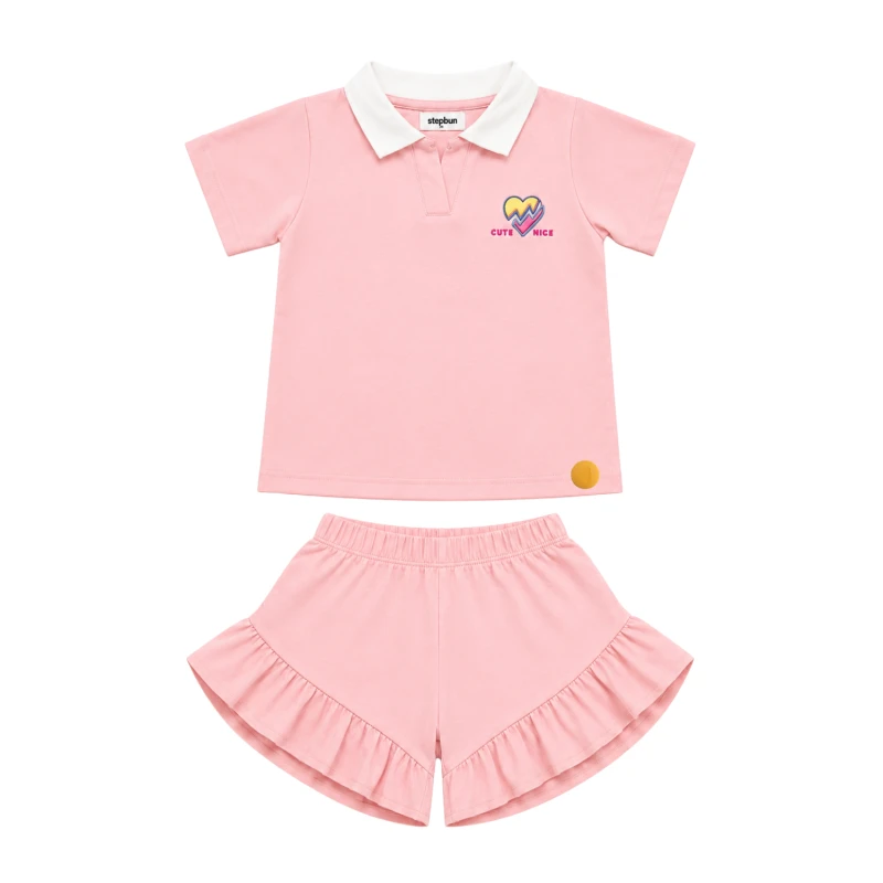 Setelan Anak Perempuan Peach Motif Cute