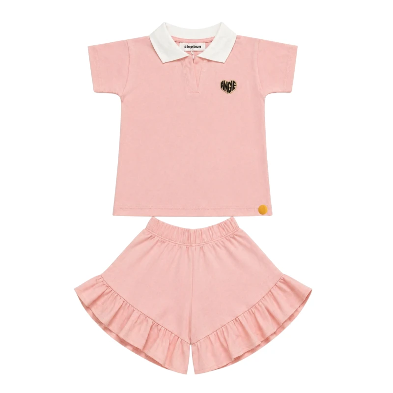 Setelan Anak Perempuan Peach Motif Angle